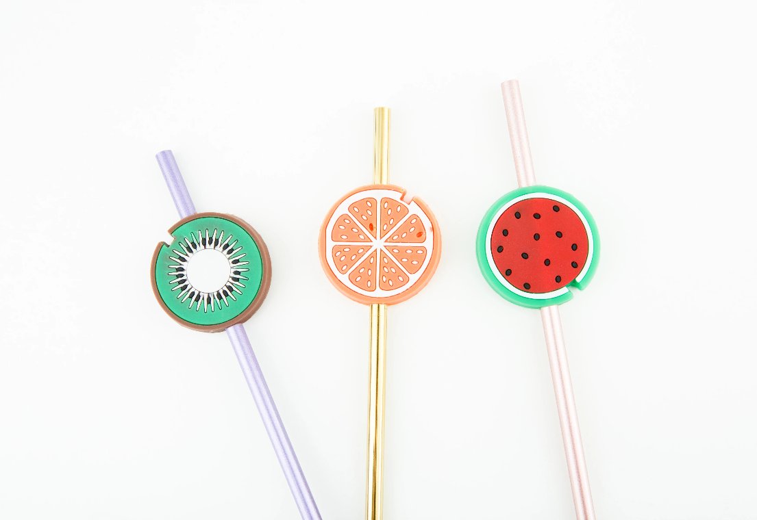 reusable straw accessories fruit decorative for metal straws